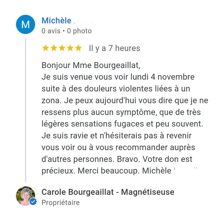 Témoignage Google pour un zona